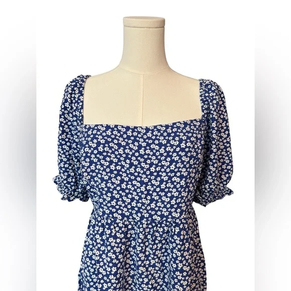 ๐ธ EUC LUSH Navy Floral Ruffle Sleeve Dress w/ Pockets | Womenโs XL - Picture 2 of 11